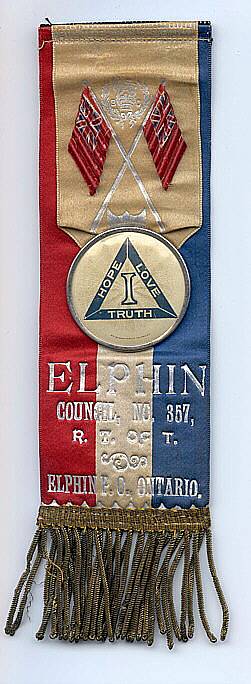 Obverse of Elphin Ontario medal, Council No. 357, R. T. OF T.