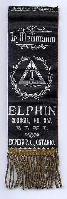 Reverse of Elphin Ontario medal, Council No. 357, R. T. OF T.