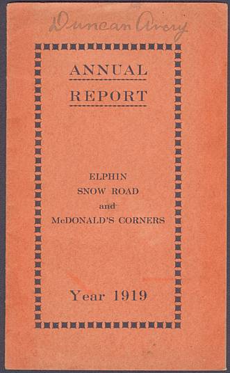 Cover of Elphin Church 1919 Financial Statement.