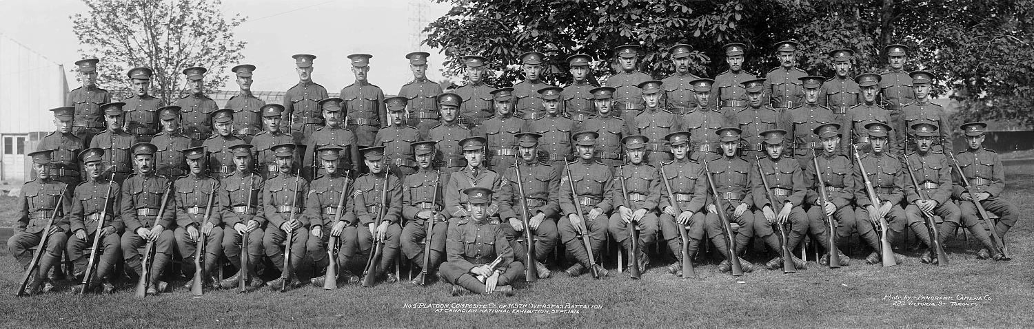 169th Battalion, C.E.F. 4 Platoon at Toronto, September 1916.