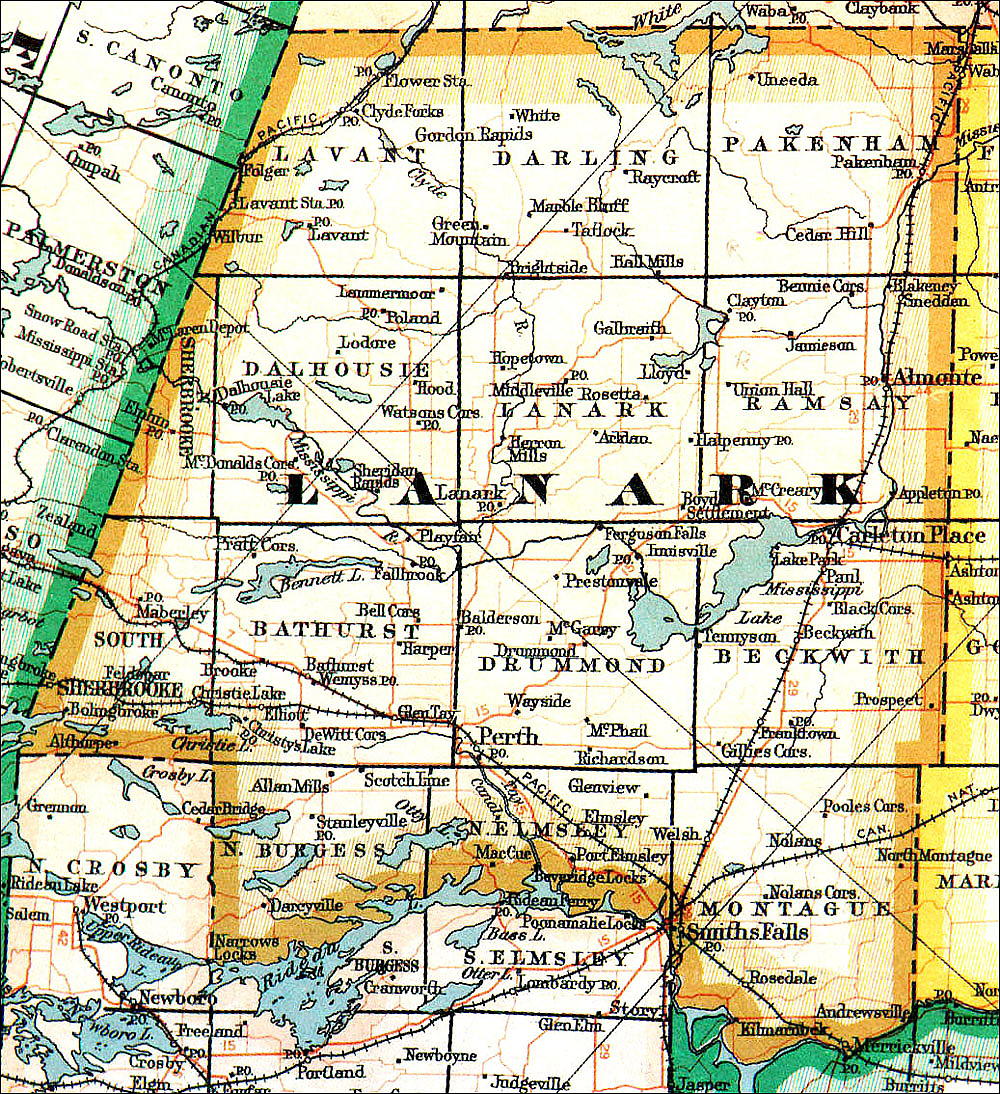 Lanark County map, 1940-51, from the Ontario Archives.