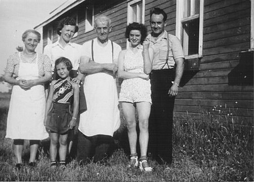 Prentice family at Balderson Cheese Factory, about 1942