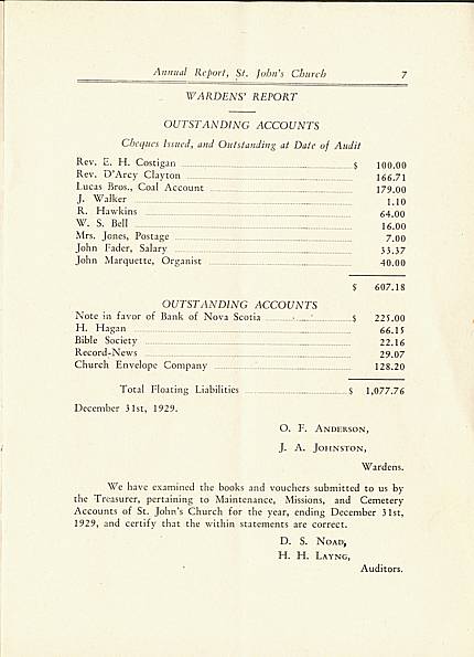 Page 7 of Saint John's Church, Smiths Falls, 1929 Annual Report.